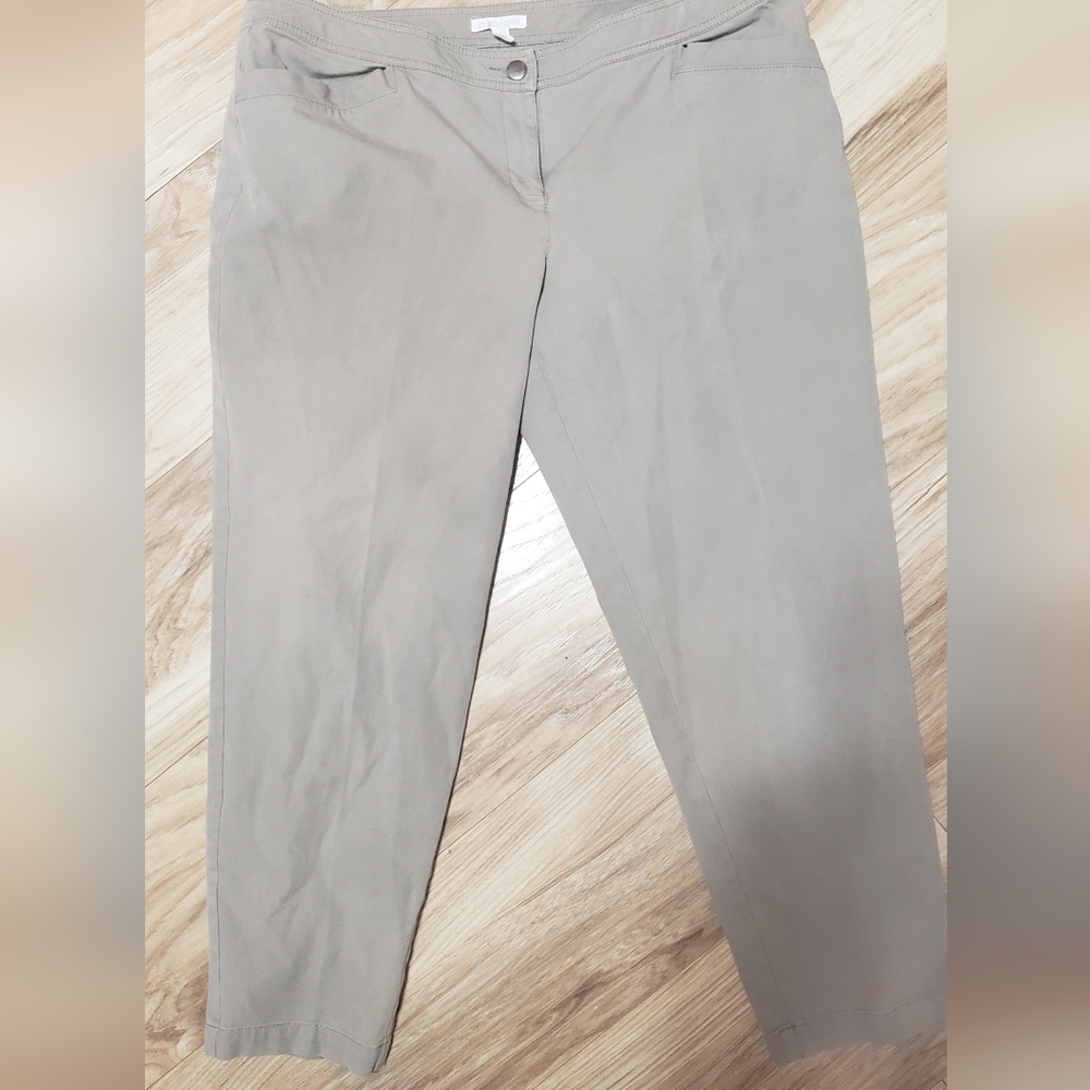 Eileen Fisher Organic Cotton Twill Tapered Pant Large W/5%stretch Beige